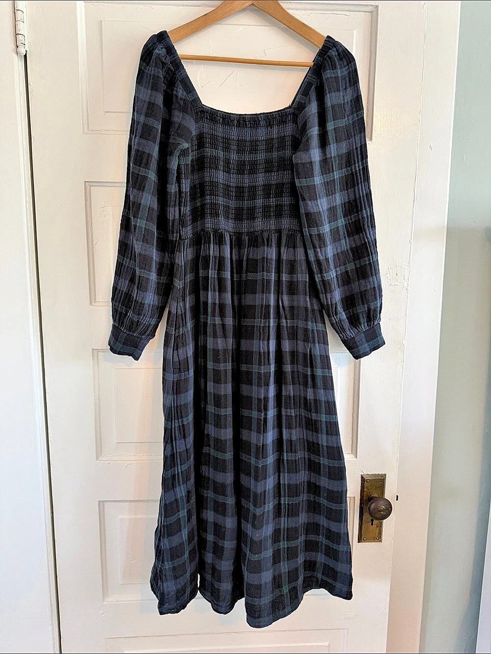 Madewell Lightspun Lucie Plaid Cotton Maxi Dress Medium